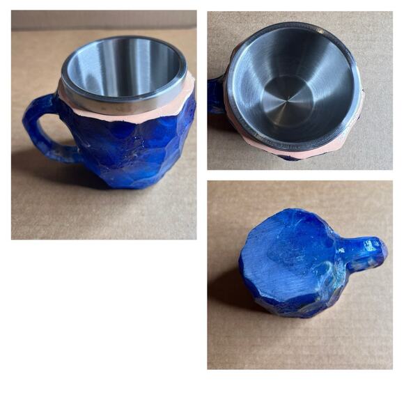 Plastic Faux Mineral Crystal Coffee Cups 4‎ OUNCES Novelty Stainless Steel SET/4 - Picture 9 of 14